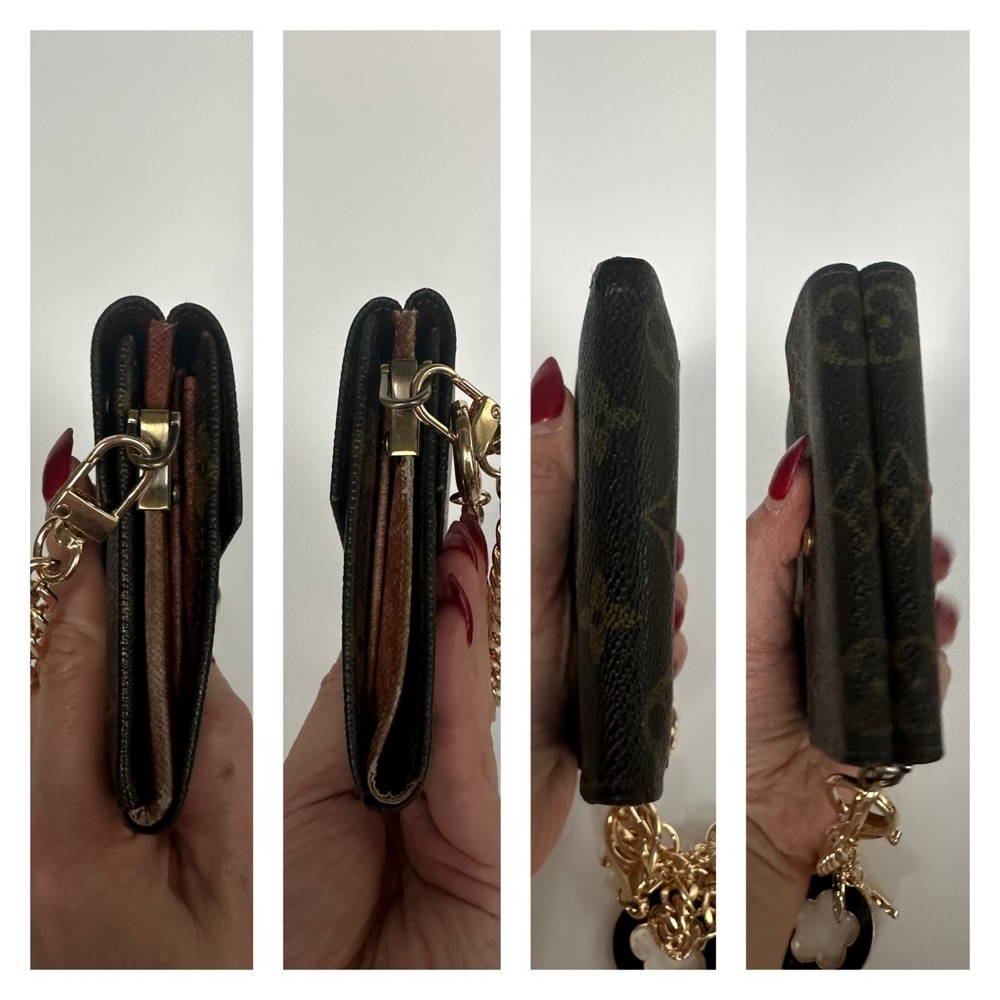 💯 LOUIS VUITTON Monogram Bifold Wallet on Chain (Black Clover) - Picture 10 of 13